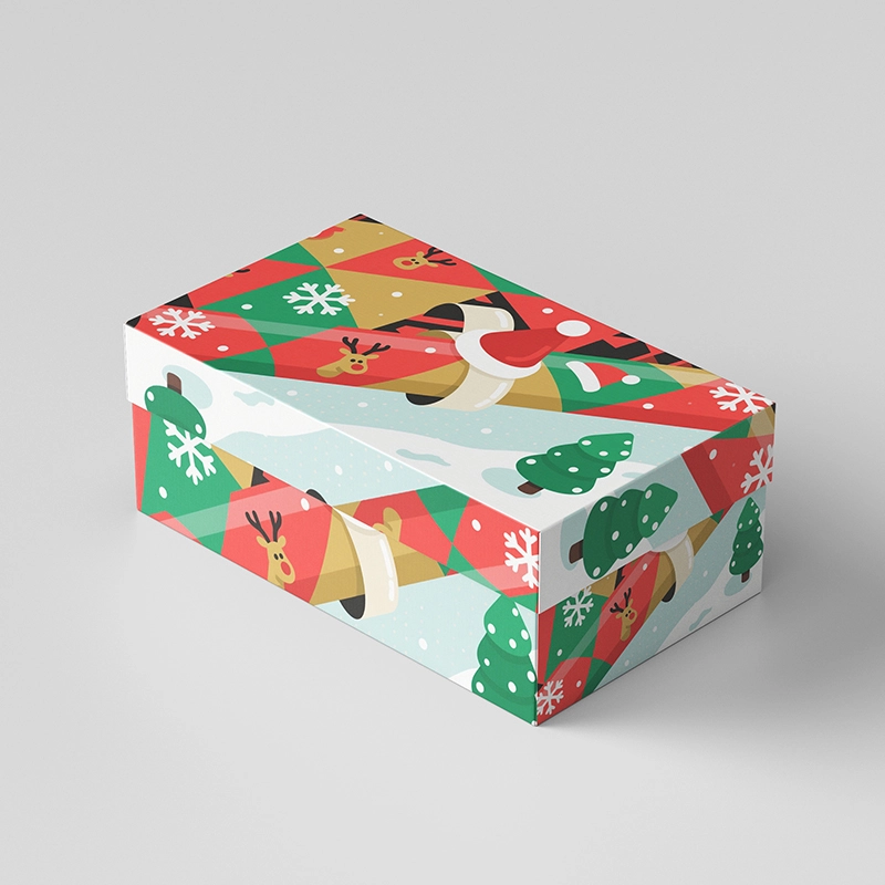 Caja de cartón blanco navideño