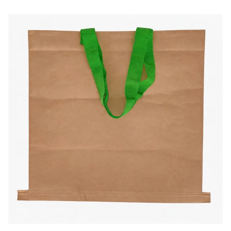 Bolso tejido de papel kraft con asa